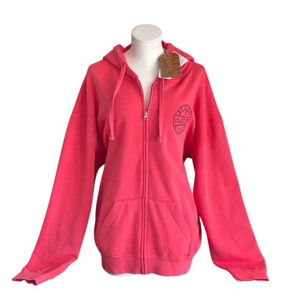 NWT U.S. Vintage Women Size 2XL Pink Zip-Up Hoodie "Be Kind Always" Jacket - Picture 1 of 8